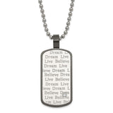 Black PVD CZ Necklace Charm Pendant in Real 316 Stainless Steel