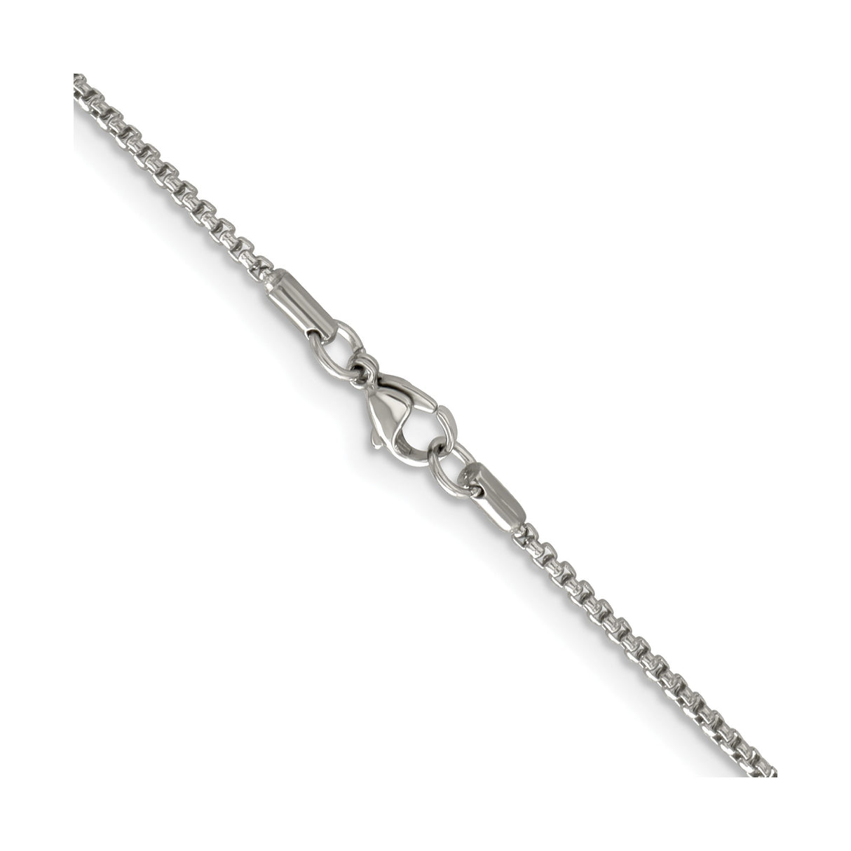 Stainless Steel 2.2 mm Box Chain Necklace, Polished alternate angle
