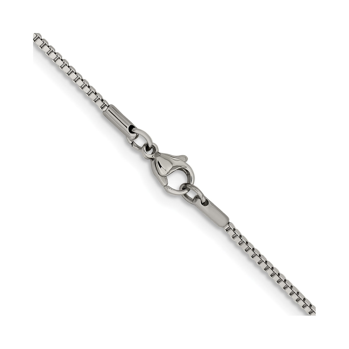 Stainless Steel 1.5 mm Box Chain Necklace, Polished alternate angle