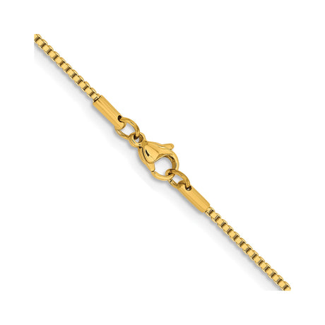 Stainless Steel 1.5 mm Box Chain Necklace, Polished alternate angle