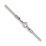 Stainless Steel 2 mm Box Chain Necklace, Polished alternate angle