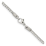 Stainless Steel 2.4 mm Box Chain Necklace, Polished alternate angle