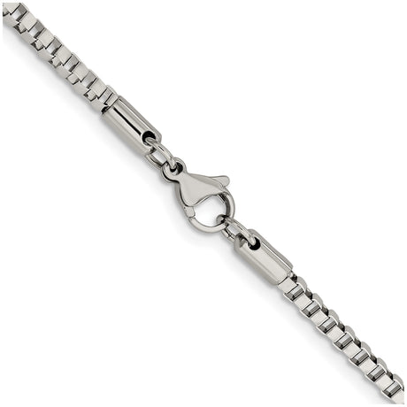 Stainless Steel 3.2 mm Box Chain Necklace, Polished alternate angle
