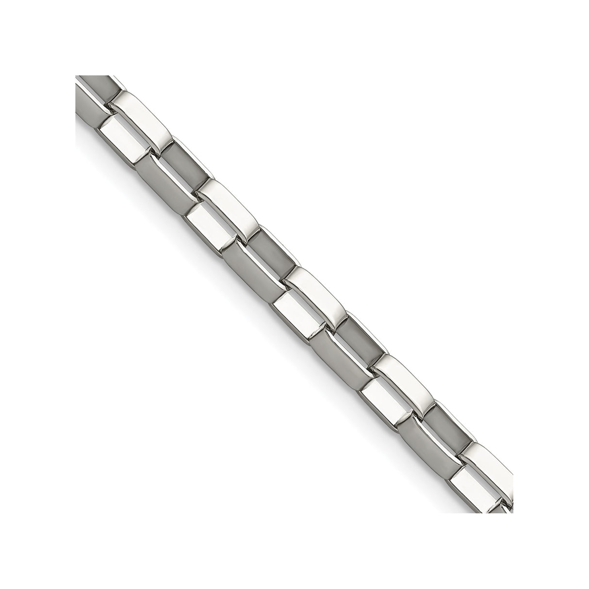 Stainless Steel 4.8 mm Box Chain Necklace, Polished detail view