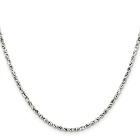Stainless Steel 2.4 mm Rope Chain Necklace, Polished