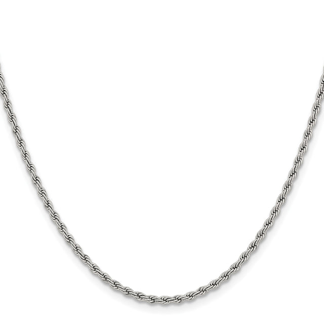 Stainless Steel 2.4 mm Rope Chain Necklace, Polished