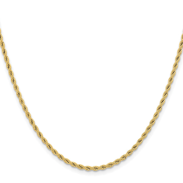 Stainless Steel 2.4 mm Rope Chain Necklace, Polished