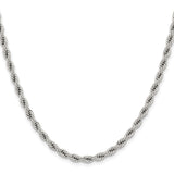 Stainless Steel 4 mm Rope Chain Necklace, Polished