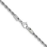 Stainless Steel 4 mm Rope Chain Necklace, Polished alternate angle