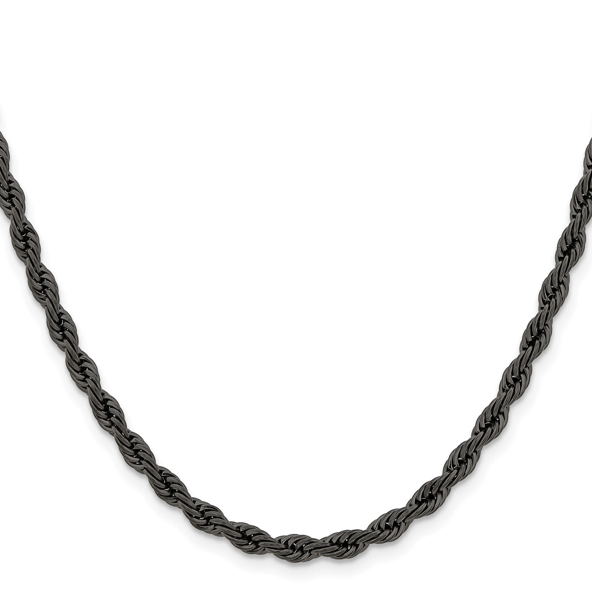 Stainless Steel 4 mm Rope Chain Necklace, Polished