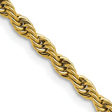 Stainless Steel 4 mm Rope Chain Necklace, Polished shown for scale
