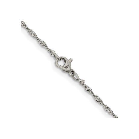 Stainless Steel 2 mm Singapore Chain Necklace, Polished alternate angle