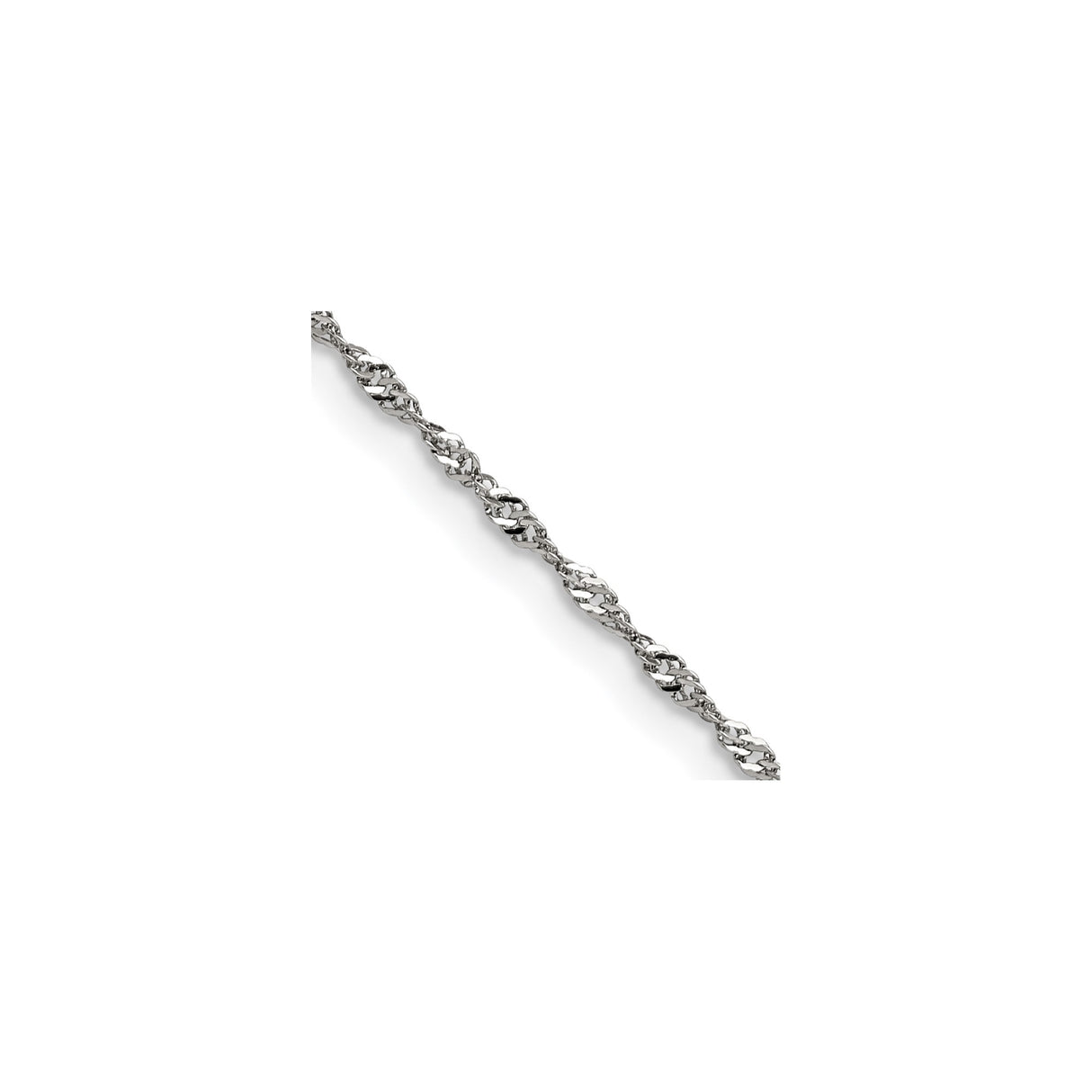 Stainless Steel 2 mm Singapore Chain Necklace, Polished detail view