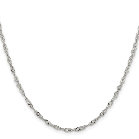 Stainless Steel 2.5 mm Singapore Chain Necklace, Polished