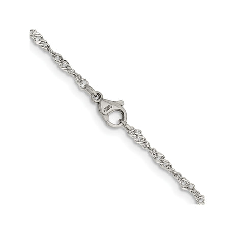 Stainless Steel 2.5 mm Singapore Chain Necklace, Polished alternate angle
