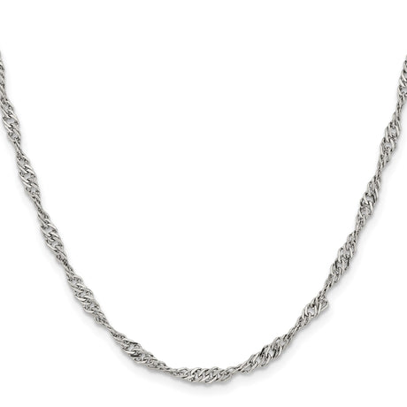 Stainless Steel 3 mm Singapore Chain Necklace, Polished