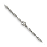 Stainless Steel 3 mm Singapore Chain Necklace, Polished alternate angle