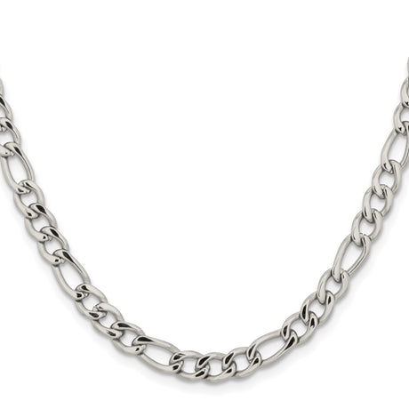 Stainless Steel 5.3 mm Figaro Chain Necklace, Polished