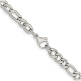 Stainless Steel 5.3 mm Figaro Chain Necklace, Polished alternate angle
