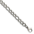 Stainless Steel 5.3 mm Figaro Chain Bracelet, Polished