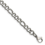 Stainless Steel 5.3 mm Figaro Chain Bracelet, Polished
