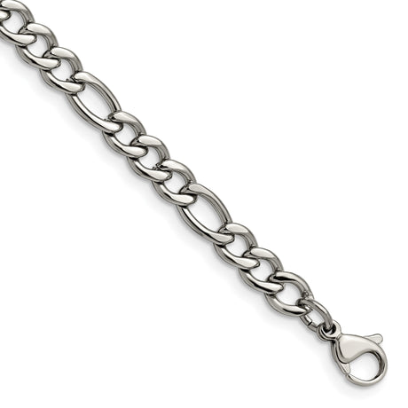Stainless Steel 5.3 mm Figaro Chain Bracelet, Polished