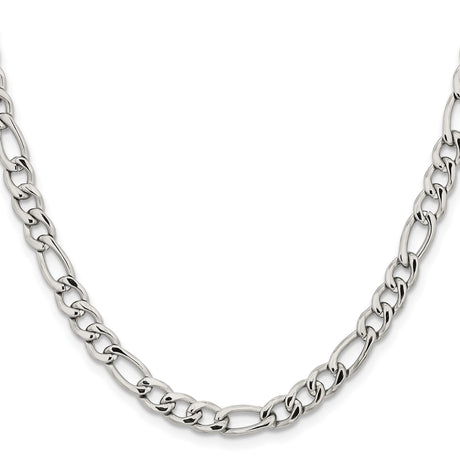 Stainless Steel 6.3 mm Figaro Chain Necklace, Polished
