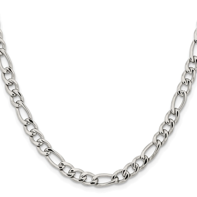 Stainless Steel 6.3 mm Figaro Chain Necklace, Polished