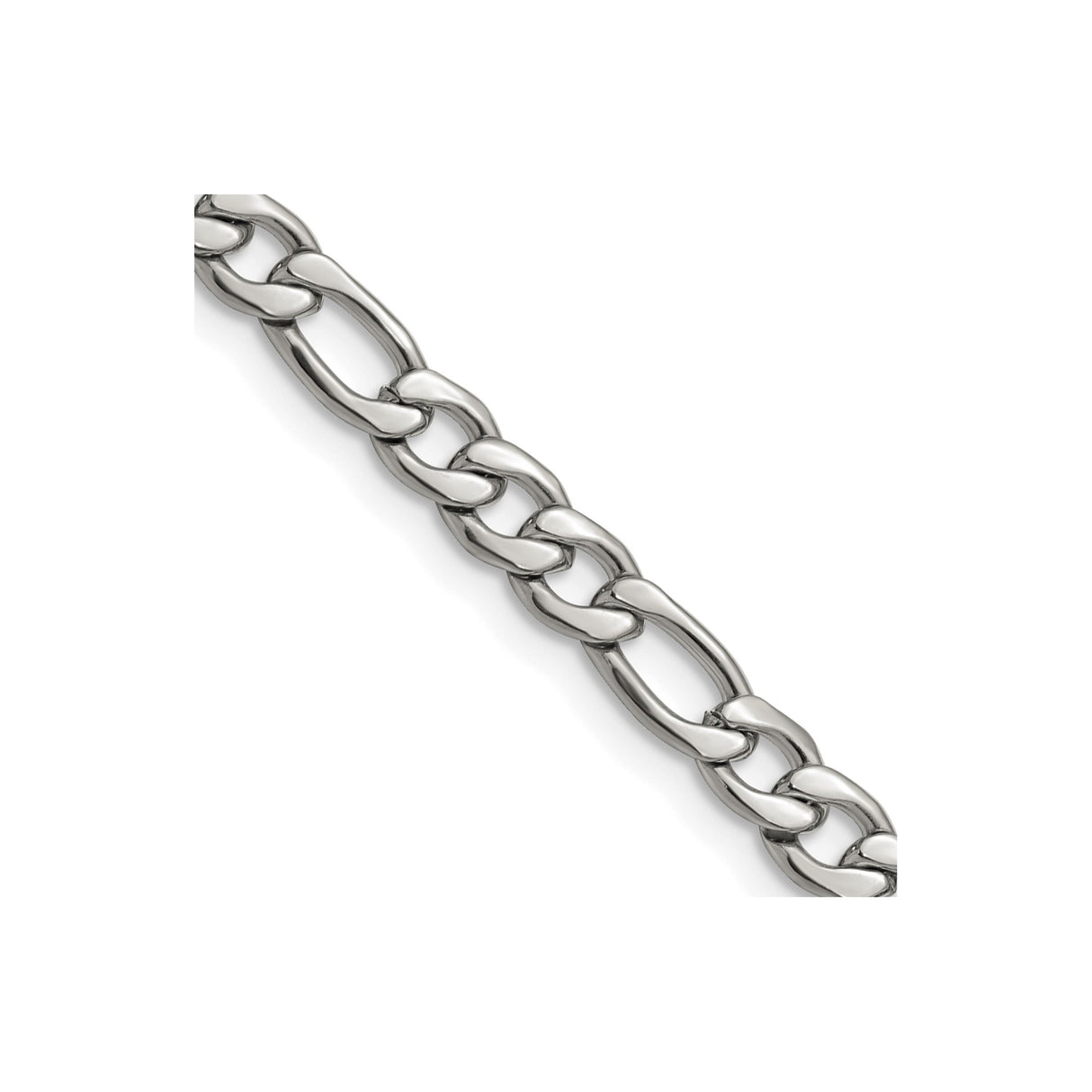 Stainless Steel 6.3 mm Figaro Chain Necklace, Polished detail view