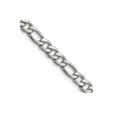 Stainless Steel 6.3 mm Figaro Chain Necklace, Polished detail view