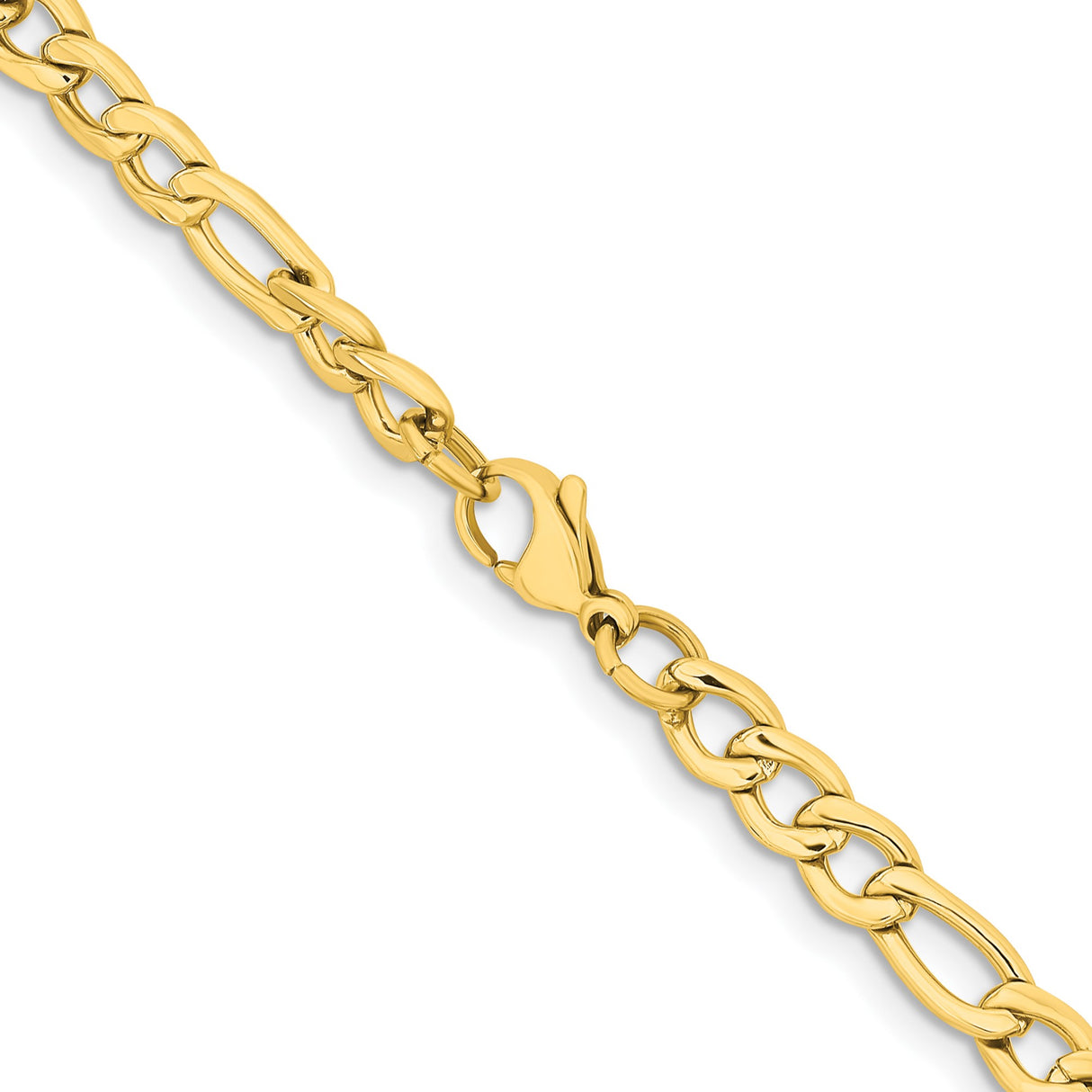 Stainless Steel 6.3 mm Figaro Chain Necklace, Polished alternate angle