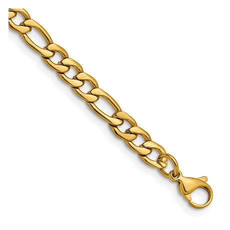 Stainless Steel 6.3 mm Figaro Chain Bracelet, Polished