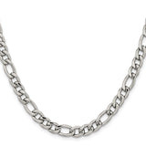 Stainless Steel 6.75 mm Figaro Chain Necklace, Polished