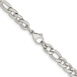 Stainless Steel 6.75 mm Figaro Chain Necklace, Polished alternate angle