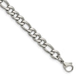 Stainless Steel 6.75 mm Figaro Chain Bracelet, Polished