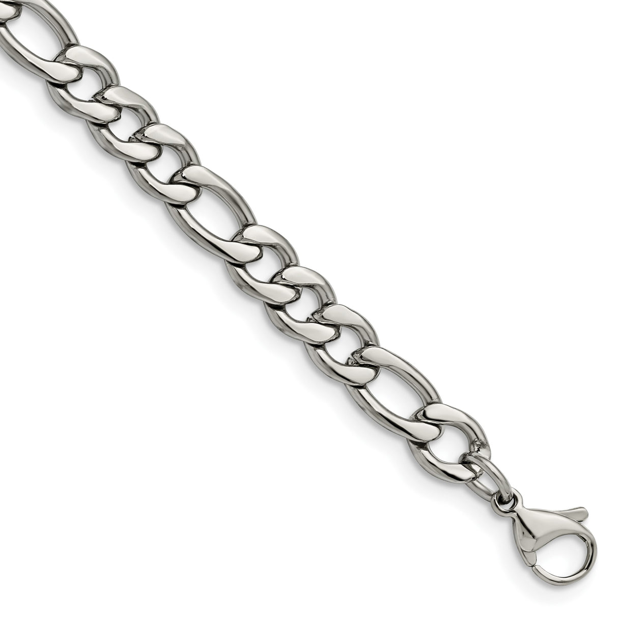 Stainless Steel 6.75 mm Figaro Chain Bracelet, Polished