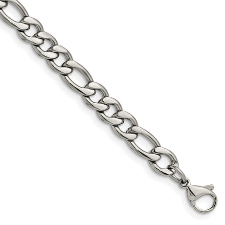 Stainless Steel 6.75 mm Figaro Chain Bracelet, Polished