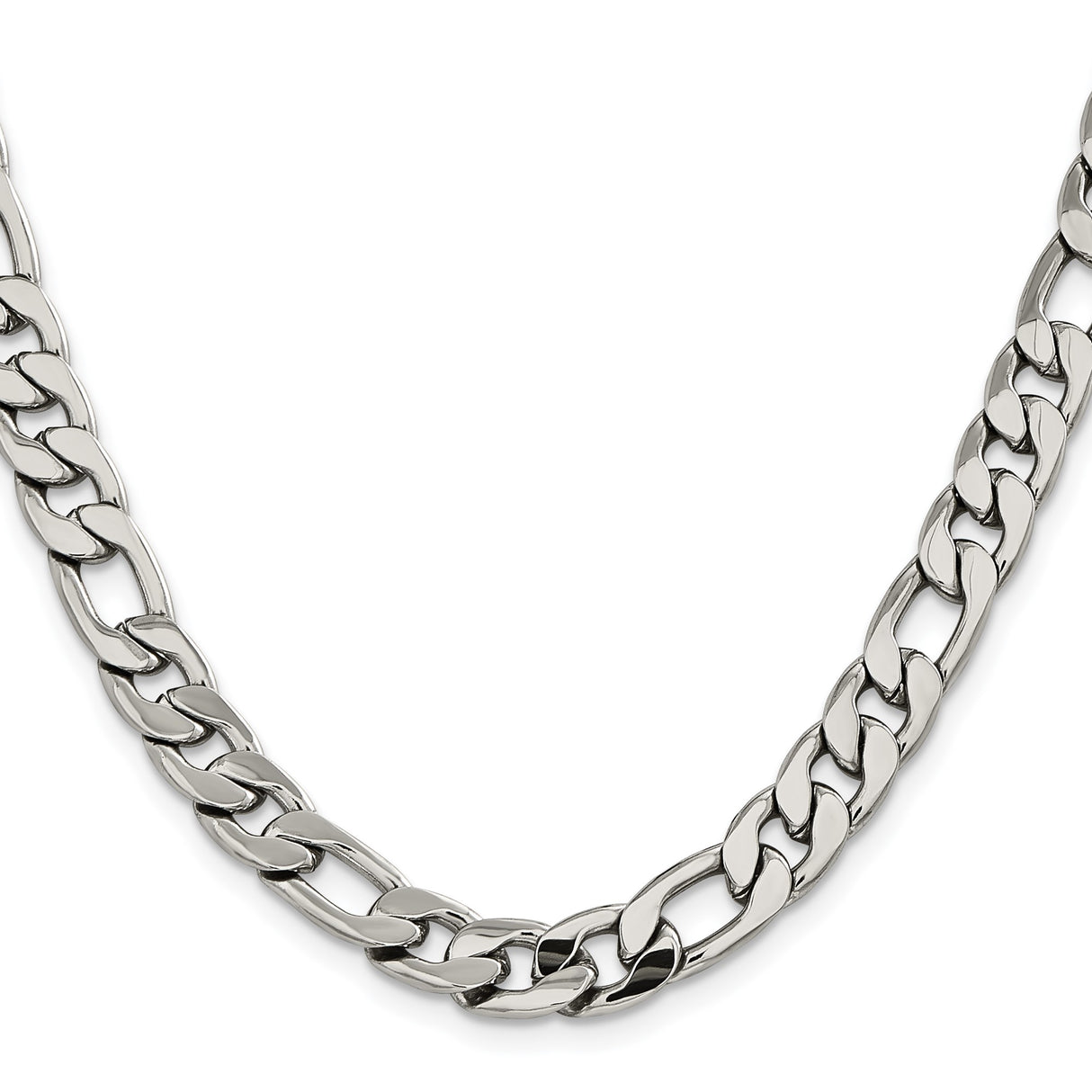 Stainless Steel 8.4 mm Figaro Chain Necklace, Polished