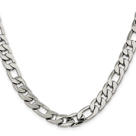Stainless Steel 8.4 mm Figaro Chain Necklace, Polished