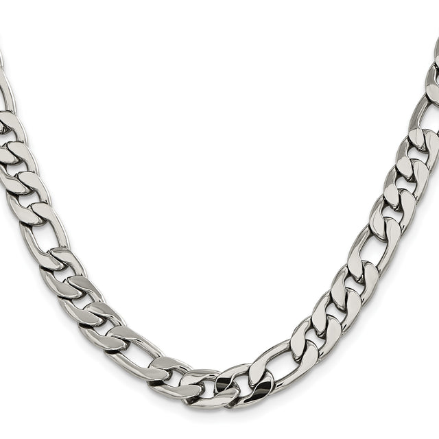 Stainless Steel 8.4 mm Figaro Chain Necklace, Polished