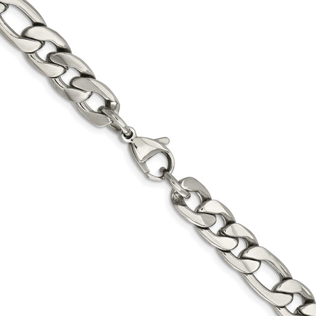 Stainless Steel 8.4 mm Figaro Chain Necklace, Polished alternate angle
