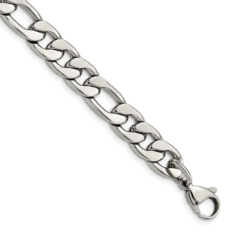 Stainless Steel 8.4 mm Figaro Chain Anklet, Polished