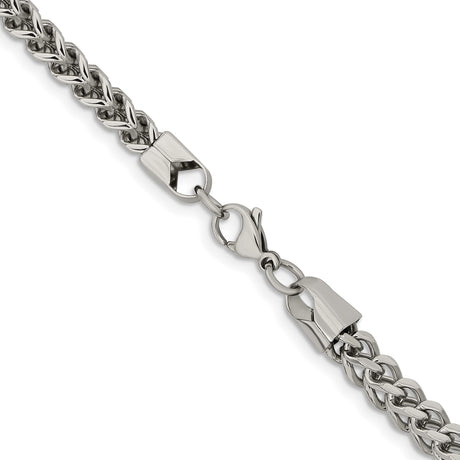 Stainless Steel 5.5 mm Franco Chain Necklace, Polished alternate angle