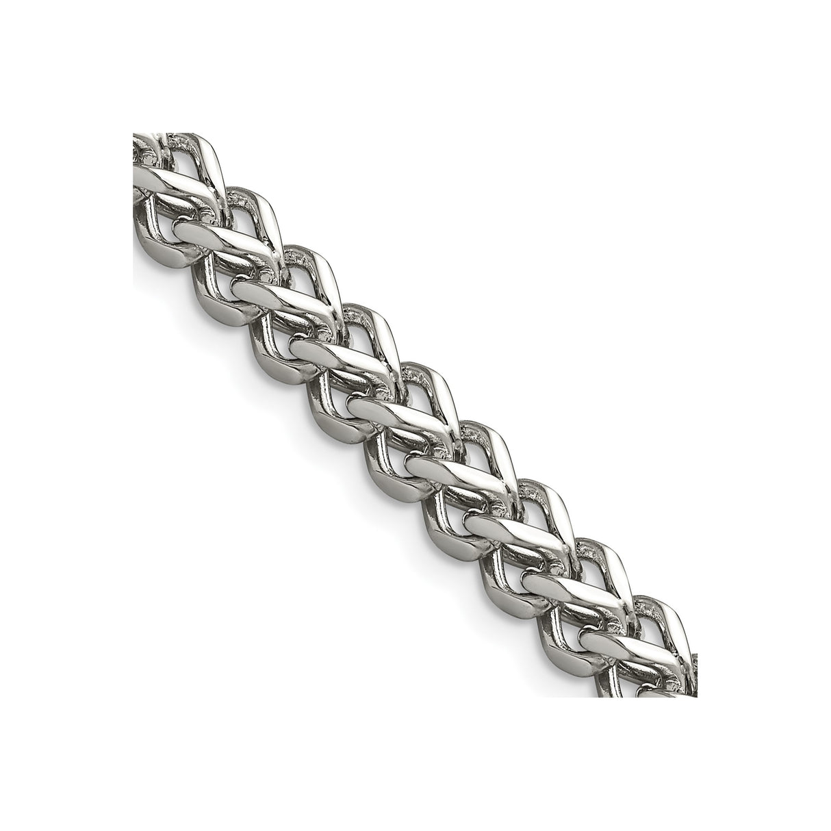 Stainless Steel 5.5 mm Franco Chain Necklace, Polished detail view