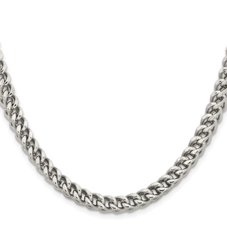 Stainless Steel 6.75 mm Franco Chain Necklace, Polished