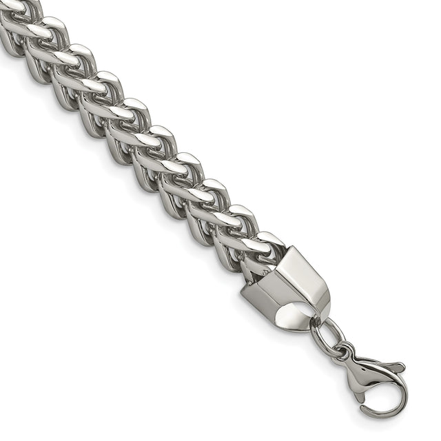 Stainless Steel 6.75 mm Franco Chain Anklet, Polished