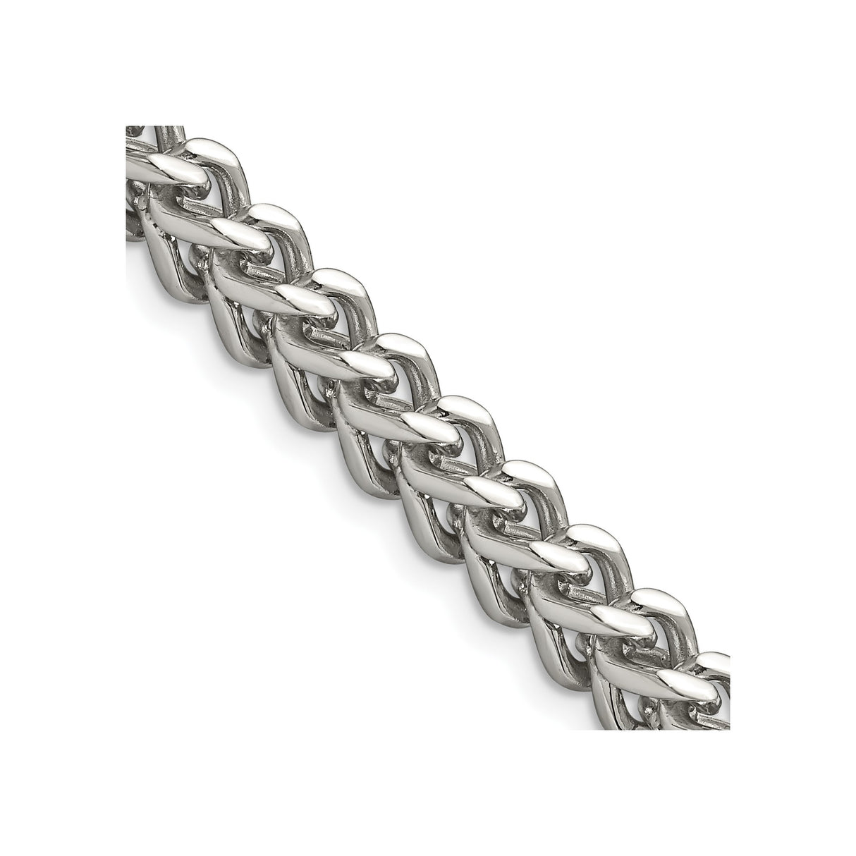 Stainless Steel 6.75 mm Franco Chain Necklace, Polished detail view