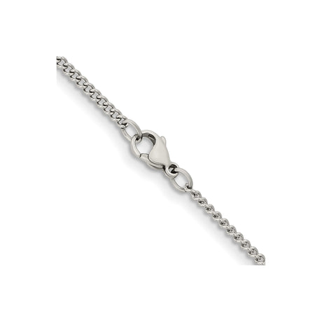 Stainless Steel 2.25 mm Curb Chain Necklace, Polished alternate angle