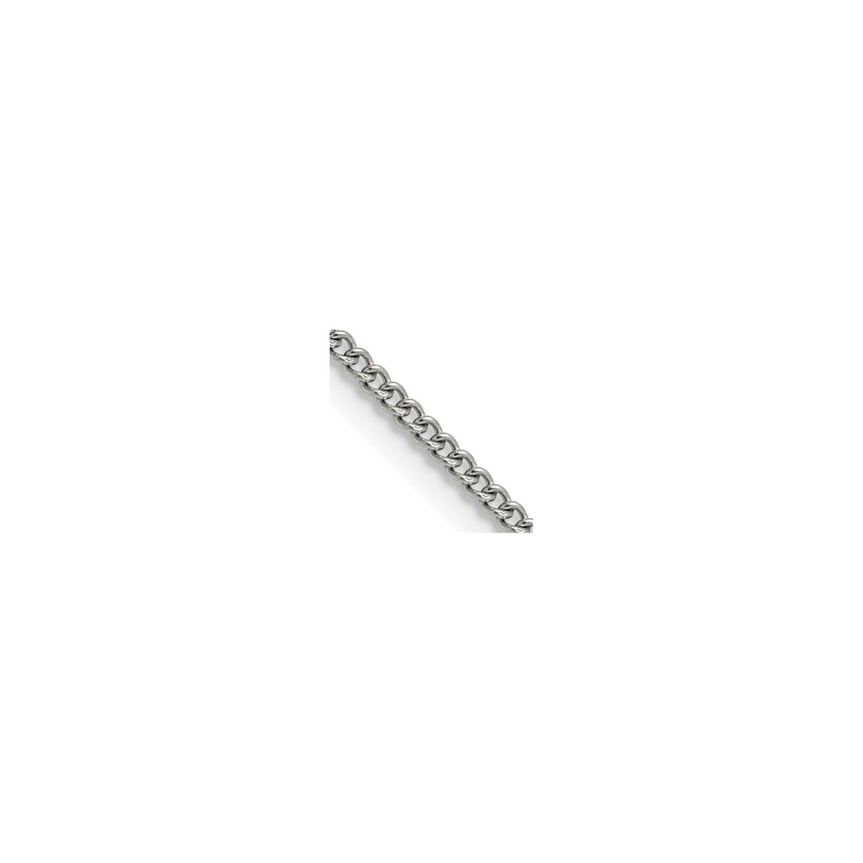 Stainless Steel 2.25 mm Curb Chain Necklace, Polished detail view
