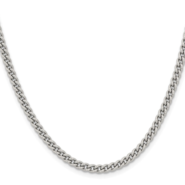 Stainless Steel 4 mm Curb Chain Necklace, Polished